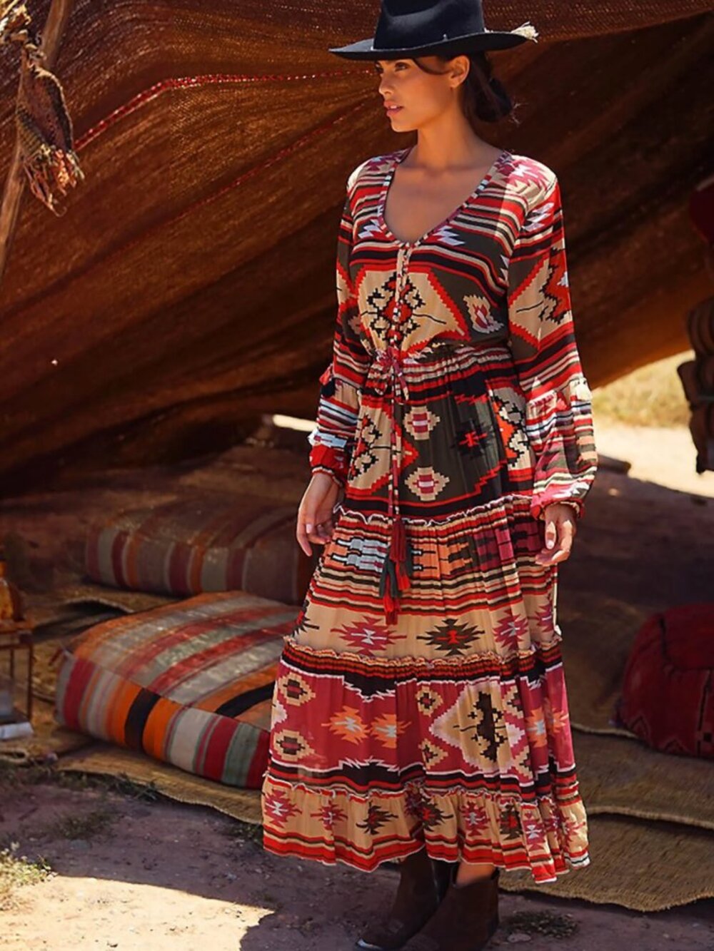 MISS JUNE PARIS SOUTHWESTERN MAXI DRESS MEDIUM/ LARGE NWOT